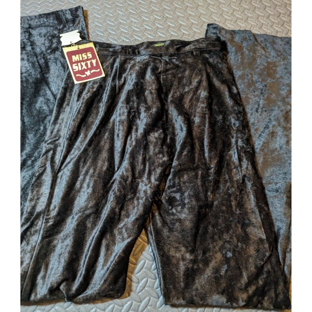 NWT Vintage RARE Classic Miss Sixty Velvet wide leg pant Black‎ Size 29 - Picture 8 of 8